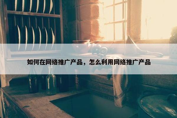 如何在网络推广产品，怎么利用网络推广产品