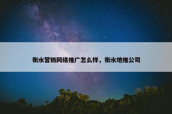 衡水营销网络推广怎么样，衡水地推公司