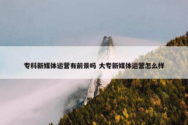 专科新媒体运营有前景吗 大专新媒体运营怎么样