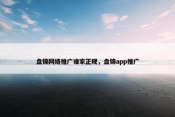 盘锦网络推广谁家正规，盘锦app推广