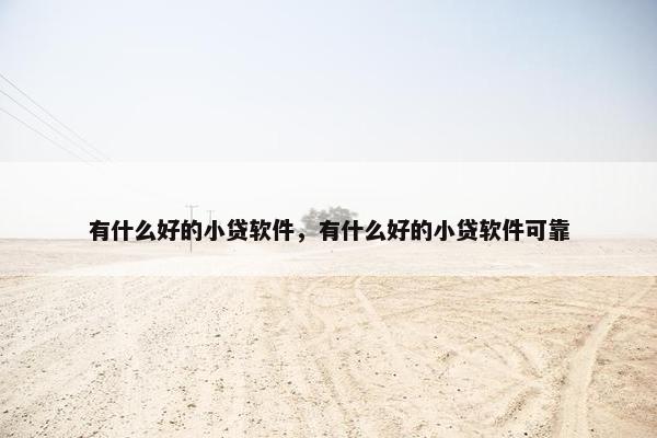 有什么好的小贷软件，有什么好的小贷软件可靠