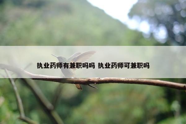 执业药师有兼职吗吗 执业药师可兼职吗