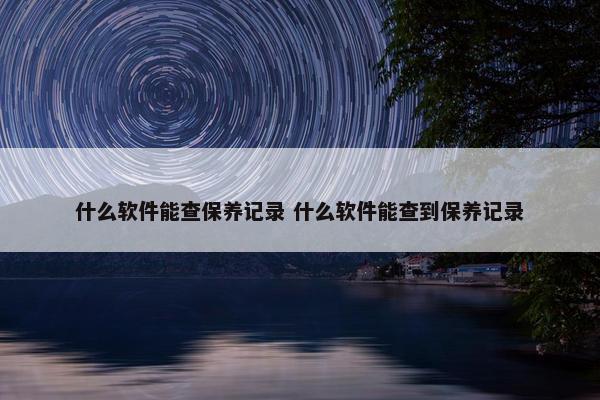 什么软件能查保养记录 什么软件能查到保养记录