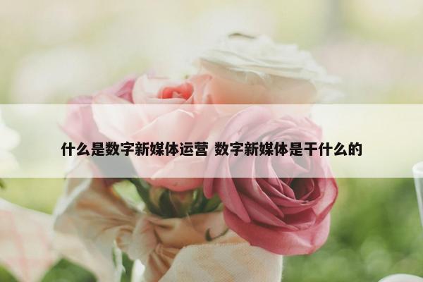 什么是数字新媒体运营 数字新媒体是干什么的