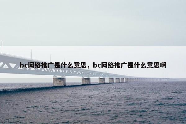 bc网络推广是什么意思，bc网络推广是什么意思啊