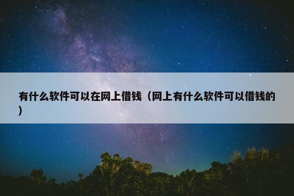 有什么软件可以在网上借钱（网上有什么软件可以借钱的）