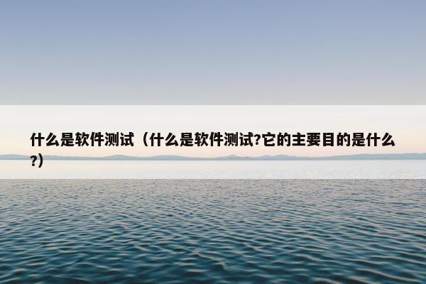 什么是软件测试（什么是软件测试?它的主要目的是什么?）