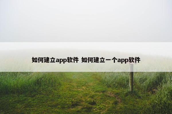 如何建立app软件 如何建立一个app软件