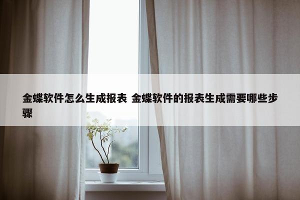 金蝶软件怎么生成报表 金蝶软件的报表生成需要哪些步骤