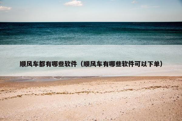 顺风车都有哪些软件（顺风车有哪些软件可以下单）