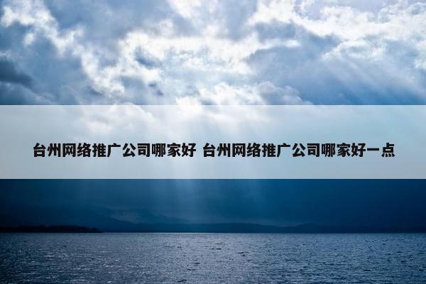 台州网络推广公司哪家好 台州网络推广公司哪家好一点