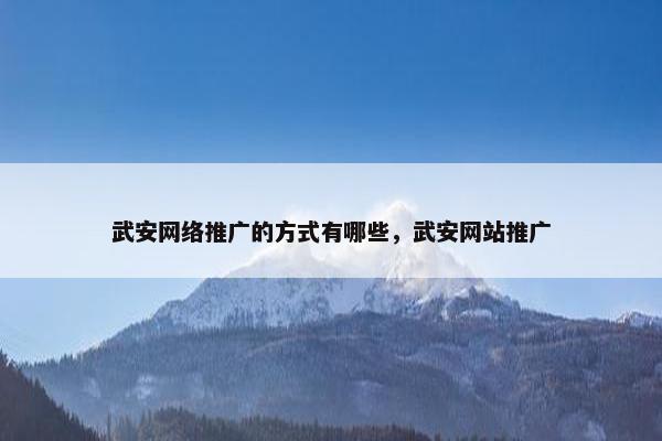 武安网络推广的方式有哪些，武安网站推广