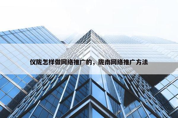 仪陇怎样做网络推广的，陇南网络推广方法