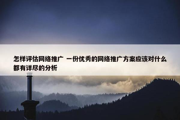 怎样评估网络推广 一份优秀的网络推广方案应该对什么都有详尽的分析