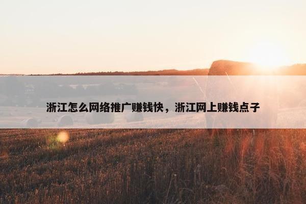 浙江怎么网络推广赚钱快，浙江网上赚钱点子