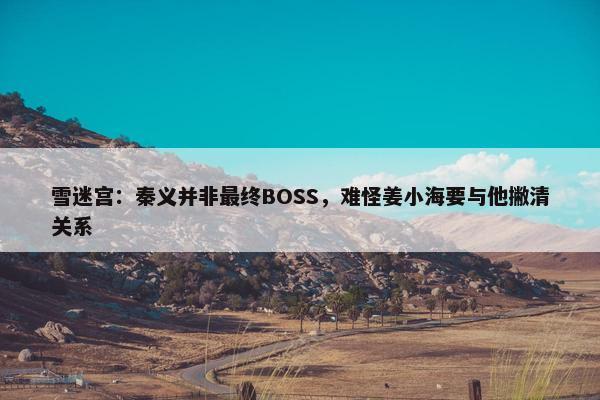 雪迷宫：秦义并非最终BOSS，难怪姜小海要与他撇清关系