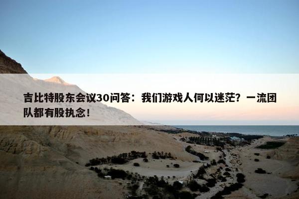 吉比特股东会议30问答：我们游戏人何以迷茫？一流团队都有股执念！