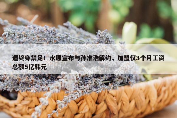 遭终身禁足！水原宣布与孙准浩解约，加盟仅3个月工资总额5亿韩元