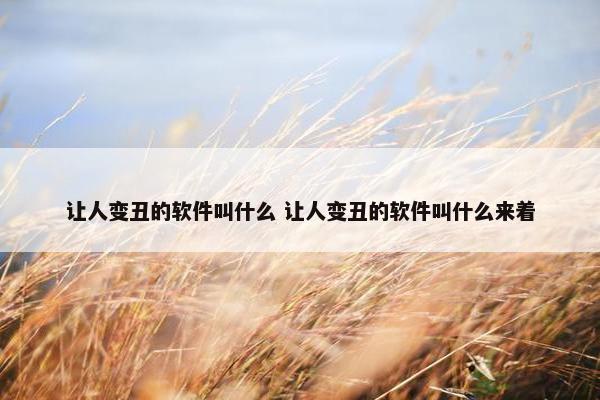 让人变丑的软件叫什么 让人变丑的软件叫什么来着