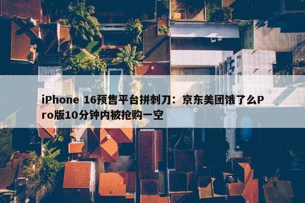 iPhone 16预售平台拼刺刀：京东美团饿了么Pro版10分钟内被抢购一空