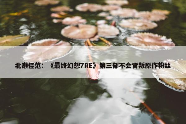 北濑佳范：《最终幻想7RE》第三部不会背叛原作粉丝