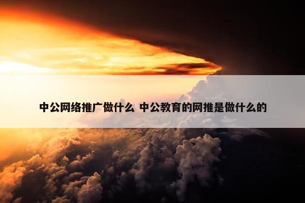 中公网络推广做什么 中公教育的网推是做什么的