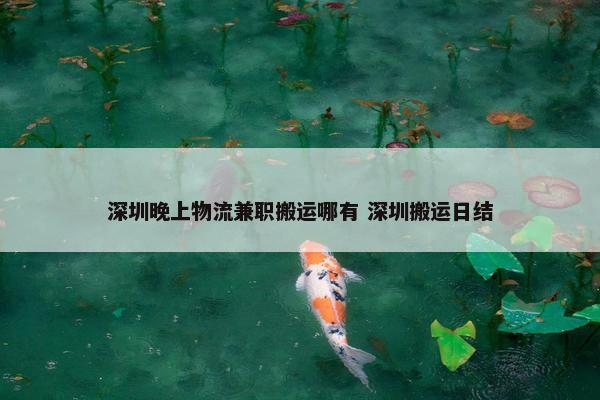 深圳晚上物流兼职搬运哪有 深圳搬运日结