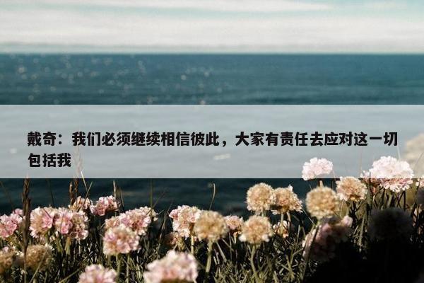 戴奇：我们必须继续相信彼此，大家有责任去应对这一切包括我