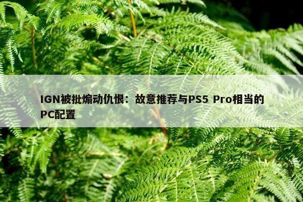 IGN被批煽动仇恨：故意推荐与PS5 Pro相当的PC配置