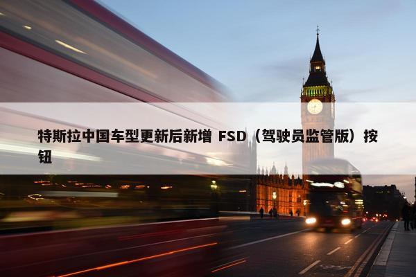 特斯拉中国车型更新后新增 FSD（驾驶员监管版）按钮