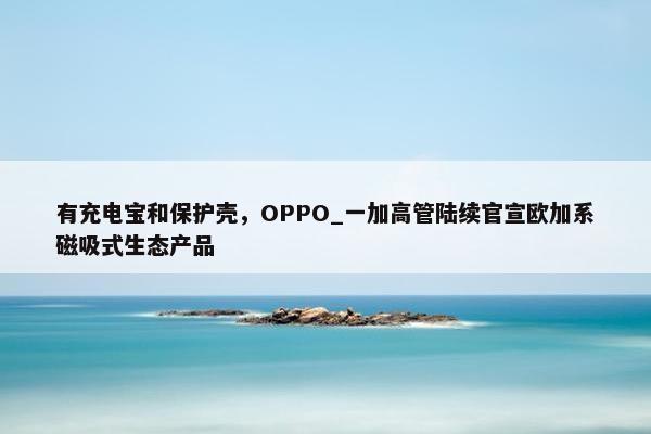 有充电宝和保护壳，OPPO_一加高管陆续官宣欧加系磁吸式生态产品