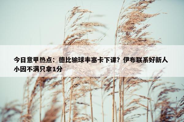 今日意甲热点：德比输球丰塞卡下课？伊布联系好新人 小因不满只拿1分