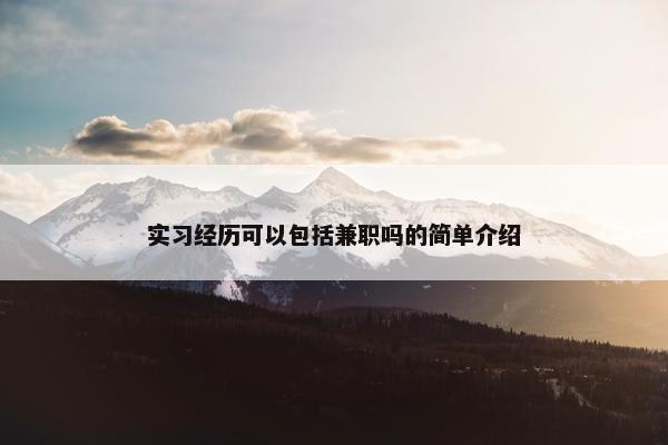 实习经历可以包括兼职吗的简单介绍