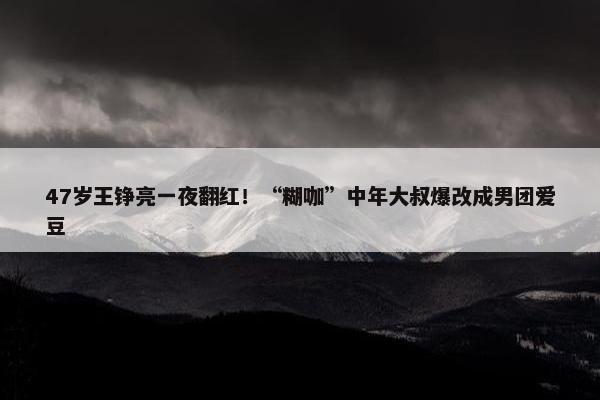 47岁王铮亮一夜翻红！“糊咖”中年大叔爆改成男团爱豆