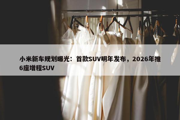 小米新车规划曝光：首款SUV明年发布，2026年推6座增程SUV