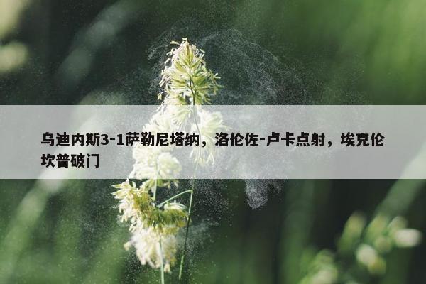 乌迪内斯3-1萨勒尼塔纳，洛伦佐-卢卡点射，埃克伦坎普破门