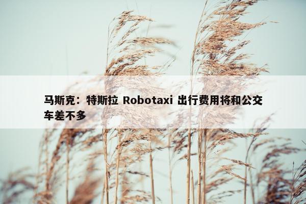 马斯克：特斯拉 Robotaxi 出行费用将和公交车差不多