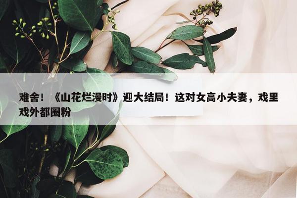 难舍！《山花烂漫时》迎大结局！这对女高小夫妻，戏里戏外都圈粉