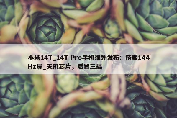 小米14T_14T Pro手机海外发布：搭载144Hz屏_天玑芯片，后置三摄