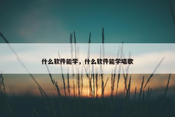 什么软件能学，什么软件能学唱歌