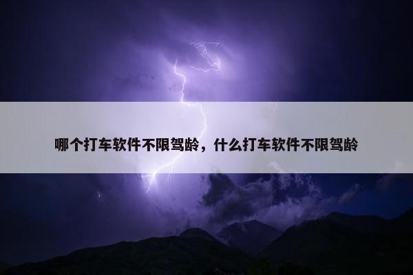 哪个打车软件不限驾龄，什么打车软件不限驾龄