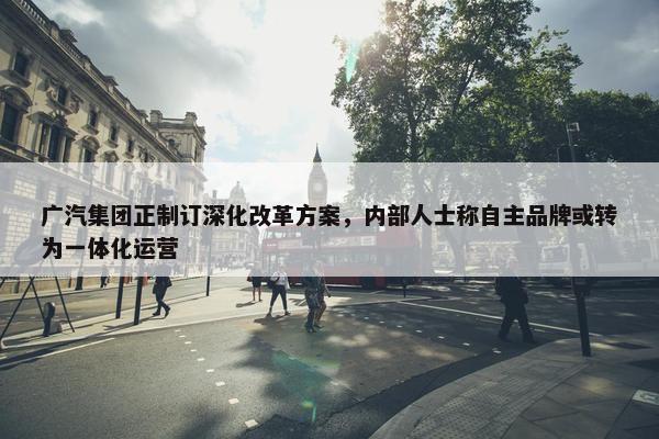 广汽集团正制订深化改革方案，内部人士称自主品牌或转为一体化运营