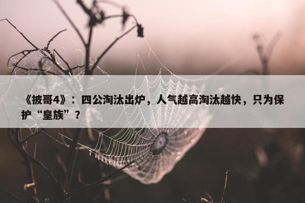 《披哥4》：四公淘汰出炉，人气越高淘汰越快，只为保护“皇族”？