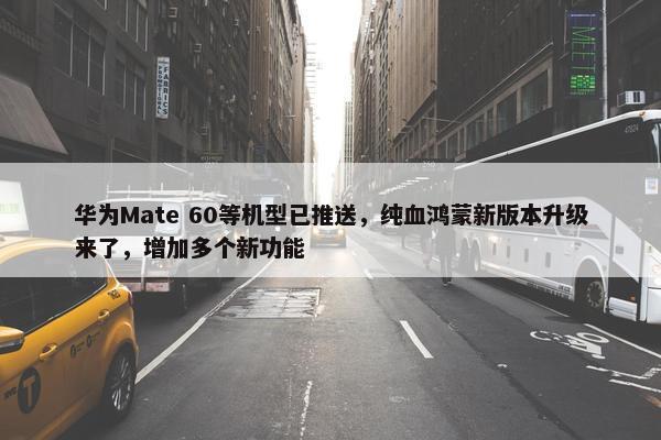 华为Mate 60等机型已推送，纯血鸿蒙新版本升级来了，增加多个新功能