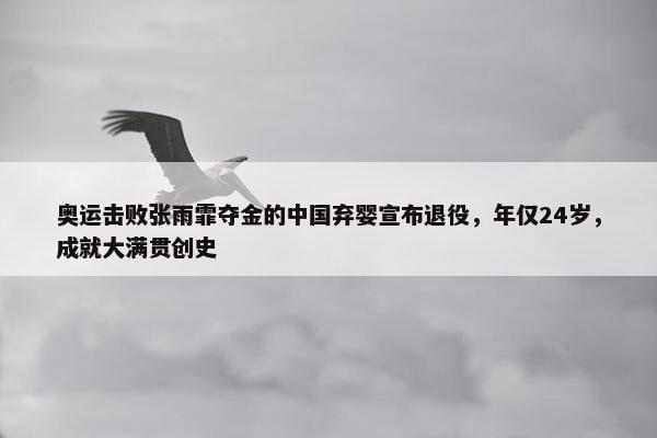 奥运击败张雨霏夺金的中国弃婴宣布退役，年仅24岁，成就大满贯创史 