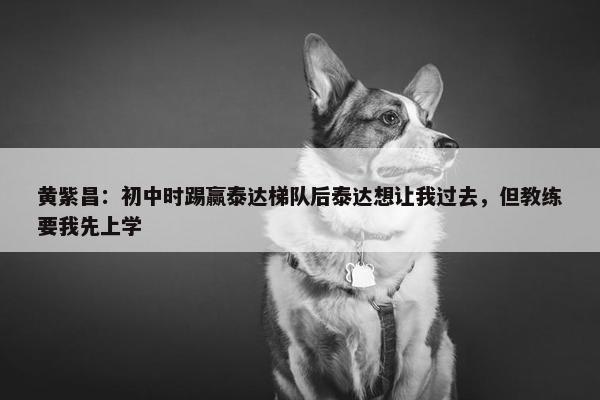 黄紫昌：初中时踢赢泰达梯队后泰达想让我过去，但教练要我先上学