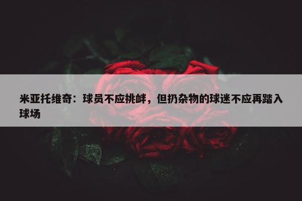 米亚托维奇：球员不应挑衅，但扔杂物的球迷不应再踏入球场