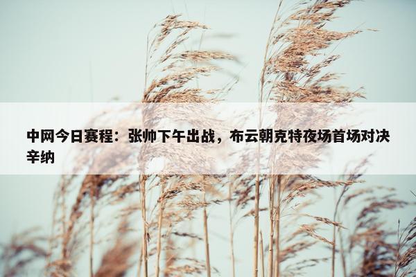 中网今日赛程：张帅下午出战，布云朝克特夜场首场对决辛纳