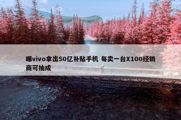 曝vivo拿出50亿补贴手机 每卖一台X100经销商可抽成