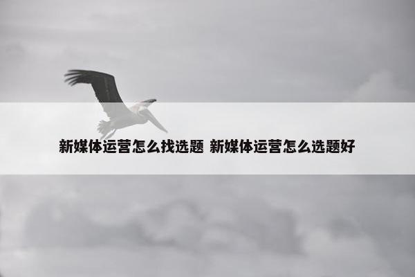 新媒体运营怎么找选题 新媒体运营怎么选题好